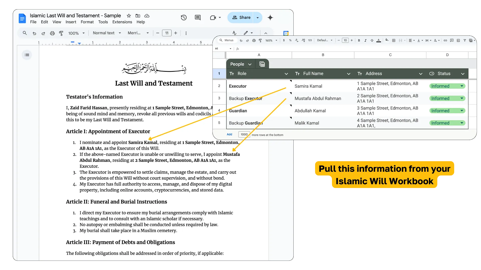 Islamic Last Will Template - Walkthrough, figure 1